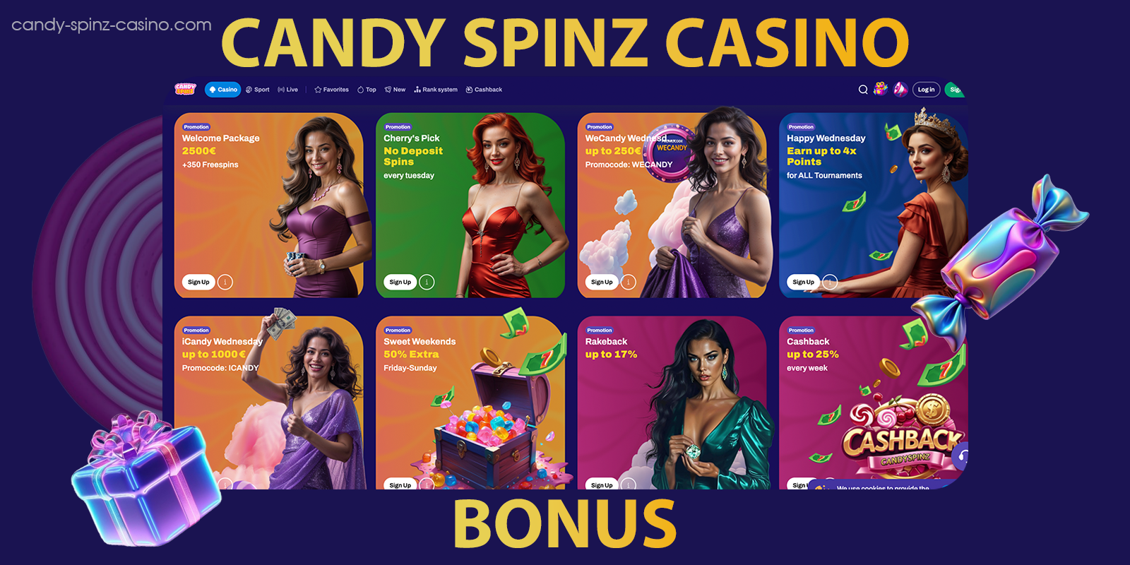 Candy5 candy spinz casino bonus